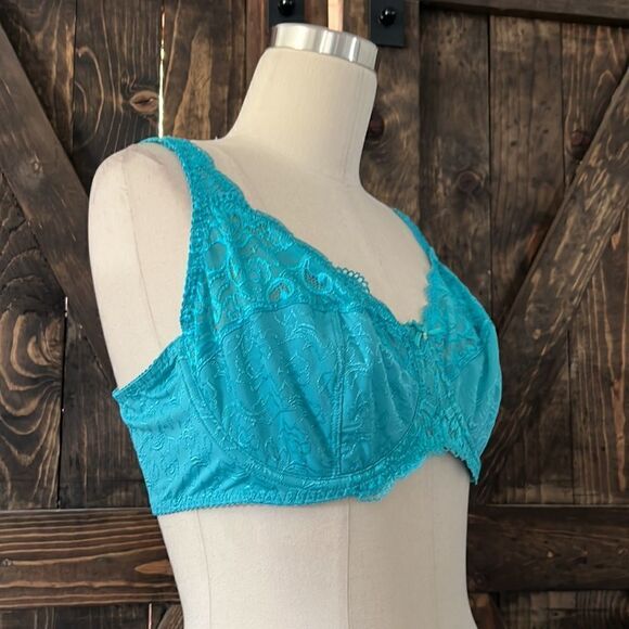 🌟 Barely breezies embroidered microfiber bra style A72247 turquoise Sz- 38D - Picture 3 of 9